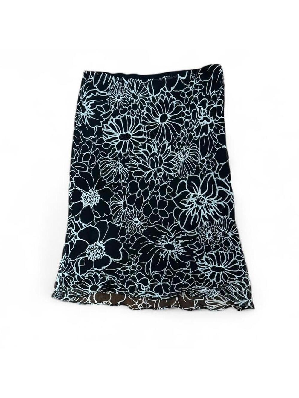 SOLD Y2K ice silk floral midi skirt with beads. Tagged a size M.